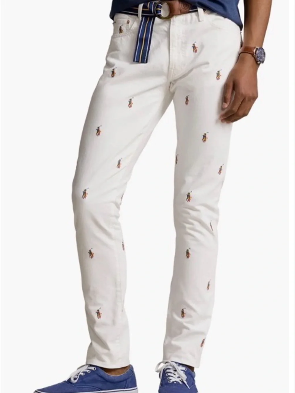 Polo by Ralph Lauren White Slim Jeans with Embroidered Polo Player THE SULLIVAN